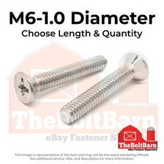 M6-1.0 Stainless Phillips Flat Head Machine Screws (Choose Length & Qty)