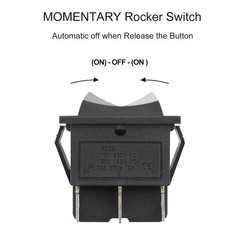 1-Pack Momentary Rocker Switch – Black, 16A, 250VAC, ON/Off/ON DPDT, Snap-in …