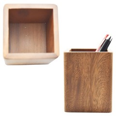 Walnut Wooden Pencil Holder Cup for Desk Natural Wood Pen Holder Stand for Offic