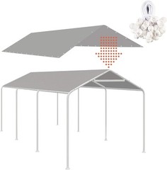 10×20 Ft Carport Replacement Canopy Cover Garage Tent Shelter Tarp Grey w/44