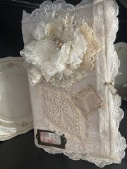 Handmade Lace Prayer book Junk Journal Antique Photo Embellished Chunky/HUGE!!