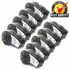 10PK For Brady BMP21 Label Cartridge M21-750-595-WT Black/White Vinyl 18mm