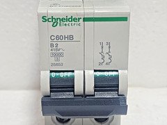 Schneider Electric MCB Circuit Breaker C60HB B2 2A 2 Pole 415V AC 10kA P/N 25853