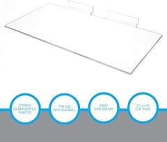 Lot of 12 Slatwall Shelves Shelf Shoe 12″ x 6″ Flat Styrene Clear Acrylic Slat