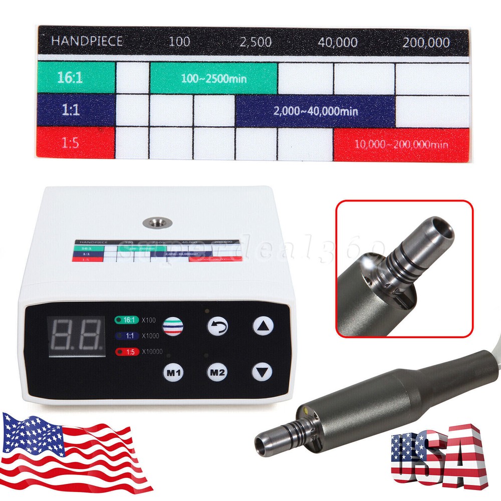 Dental Brushless LED Electric Micro Motor / 1:1 Fiber Optic LED Contra Angle po