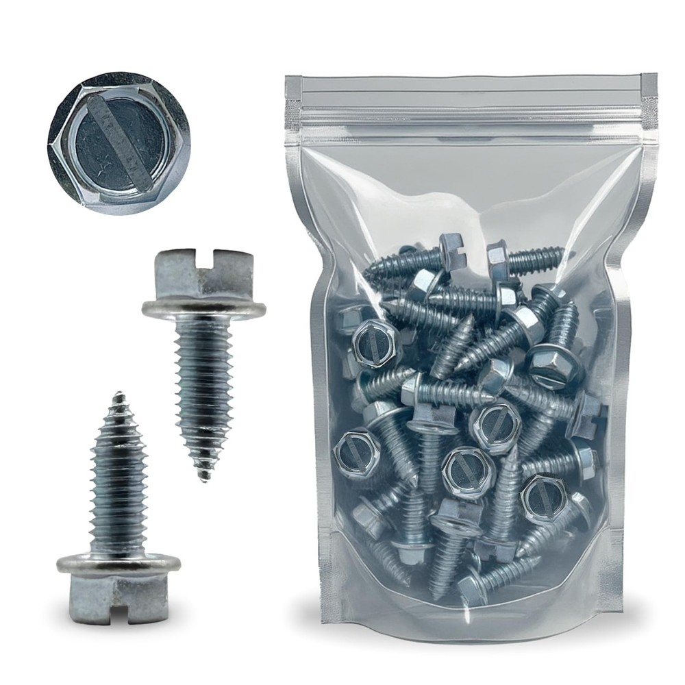 License Plate Screws – Slotted Hex Head – Metric – 6mm x 16mm – For Vehicles (10