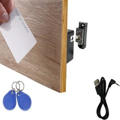 RFID Lock Electronic Cabinet Lock, Hidden DIY with USB 1 Pack, Black