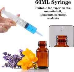 60ML Syringe with Cap, Syringes without Needle, Measurement Applicator (3 Pack)