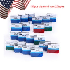 20Types Dental Diamond Burs Medium FG 1.6MM F High Speed Handpiece 100Pcs AZDENT