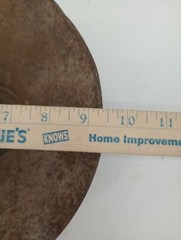 Vintage Metal MILK STRAINER 9.5″ top dia. 3.75″ tall Rusty Bent Top Rim