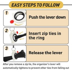3 PCS Zip Tie Organizer Glows in The Dark – Light Circle（3 Packs）, White