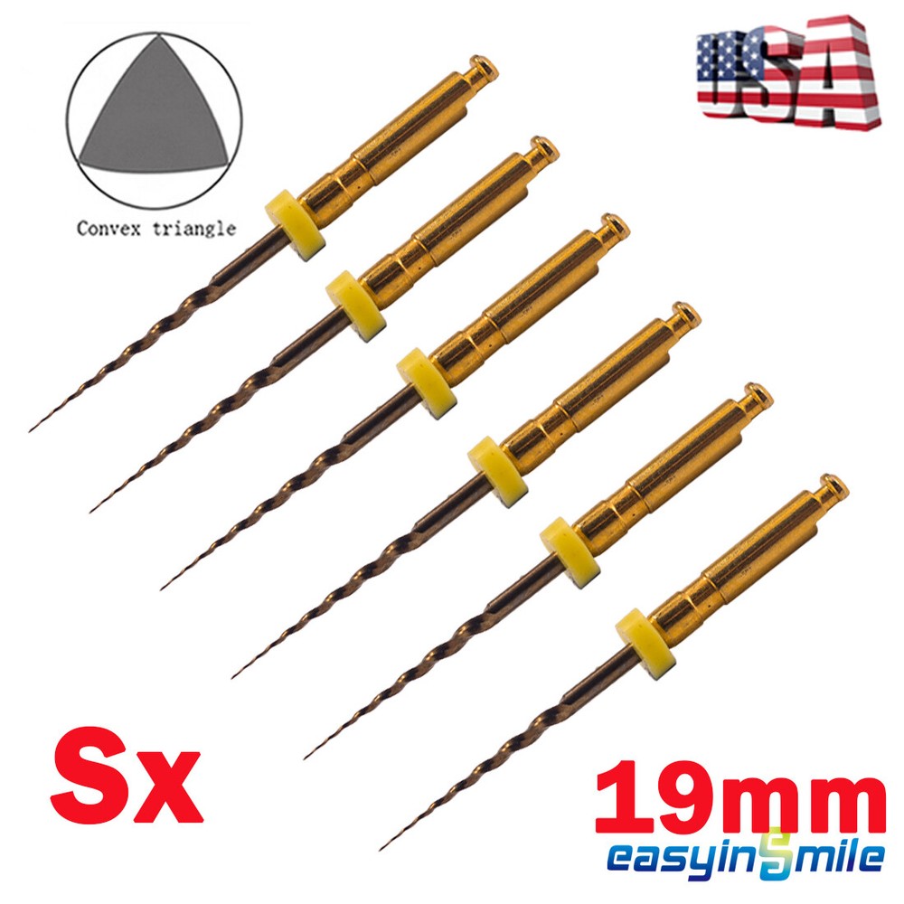 6 pcs Dental Endodontic files Pro Gold Taper NITI Rotary Files Motor Tip 25MM SX