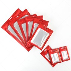 Multi-Size Matte Red Mylar Flat Zip Lock Pouch Bag For Storage w/ Window R10
