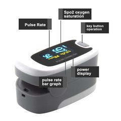 grey CMS50N OLED Fingertip Pulse Oximeter, Spo2 Monitor,Carry Case,Lanyard