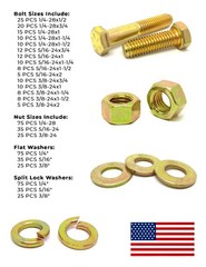 USA Made Grade 8 Hex Bolts Nuts Washers Assortment Kit FINE THREAD – 574PCS