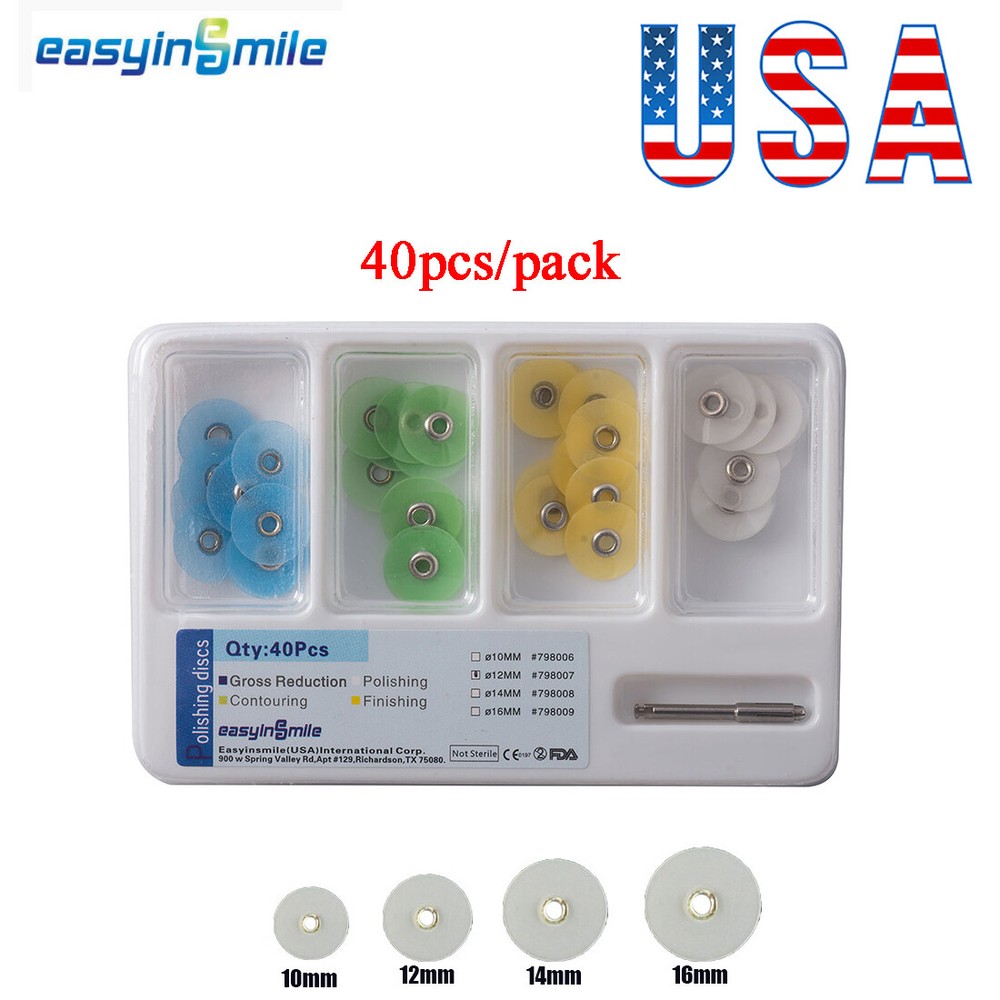 Dental Composite Finishing Polishing Disc Stem kit & Mandrel 40pcs 4Sizes Option