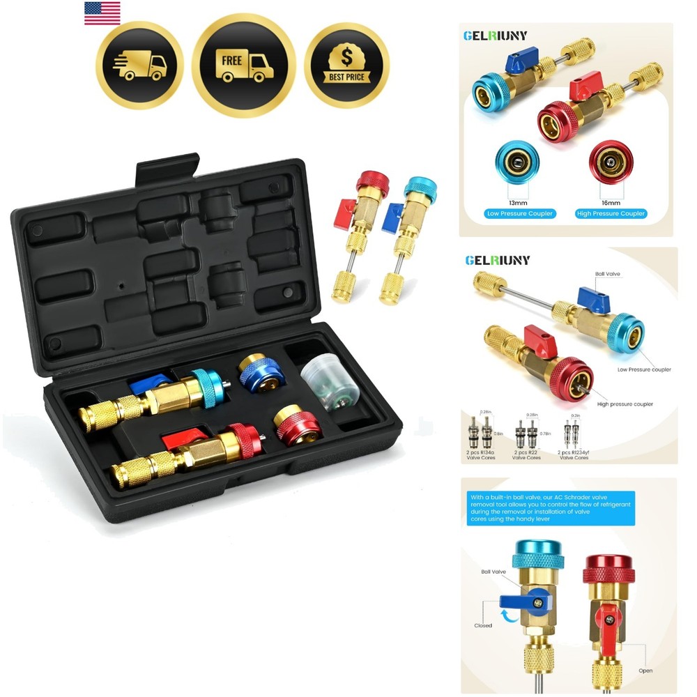 AC Schrader Valve Core Remover Tool Kit, R134a R1234YF R22 | AC Schrader Valv…
