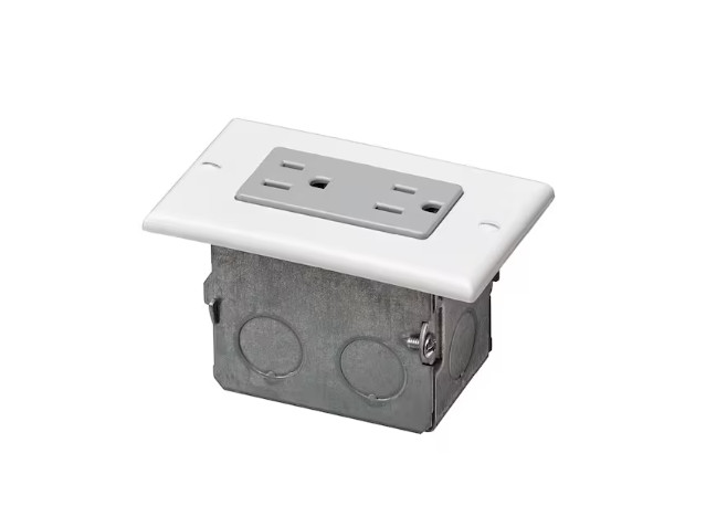 Leviton 15 Amp 125 V J-Box Kit Duplex, Outlet/Receptacle, White/Gray 47605-ACN