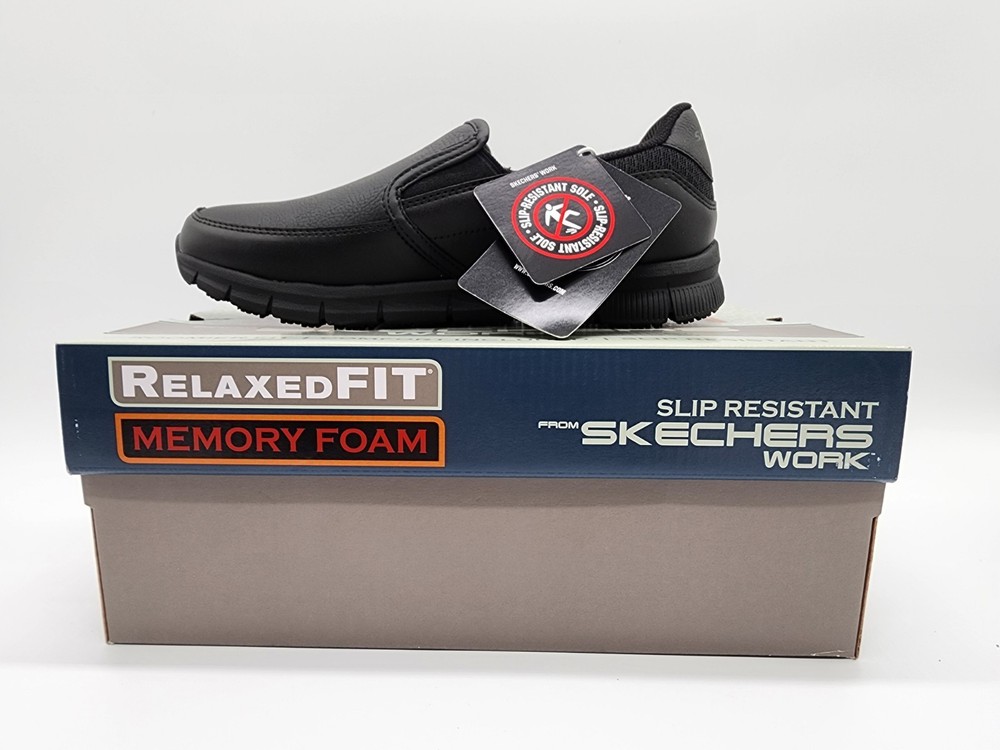 Skechers Nampa Groton Mens Work Shoes Slip Resistant Memory Foam Black 7 77157