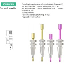 US Straumann B0ne Level NC/RC Healing Abutment Scanbody Analog Impression Coping