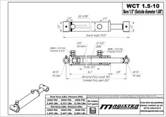 Hydraulic Cylinder Welded Double Acting 1.5″ Bore 10″ Stroke Cross Tube 1.5×10