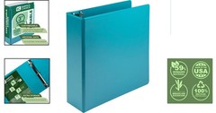 Customizable Turquoise 3-Inch Binder – Plant-Based, Archival Safe for Documents