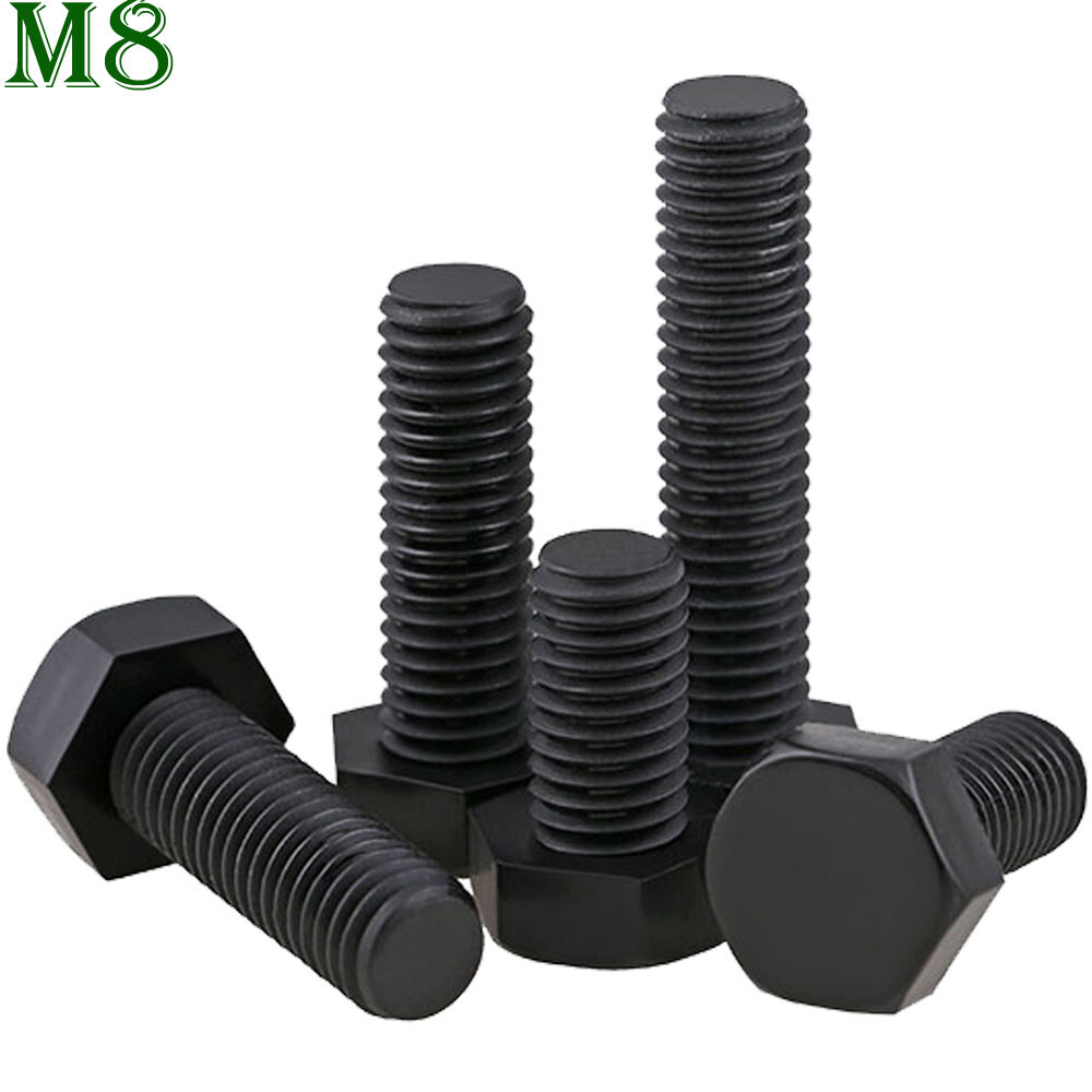 M8 – 1.25 Black Nylon Hex Bolts Full Thread Hex Cap Head Plastic Screws DIN 933