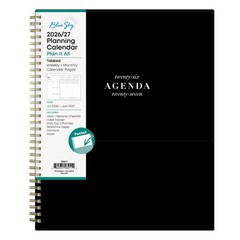 Blue Sky 8.5″x11″ 2026-2027 Weekly/Monthly Planner BS Black PP Double Horizontal