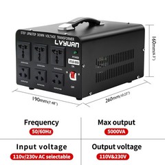 5000W Voltage Transformer Converter Step Up Down 110V 220V-240V Heavy Duty Power