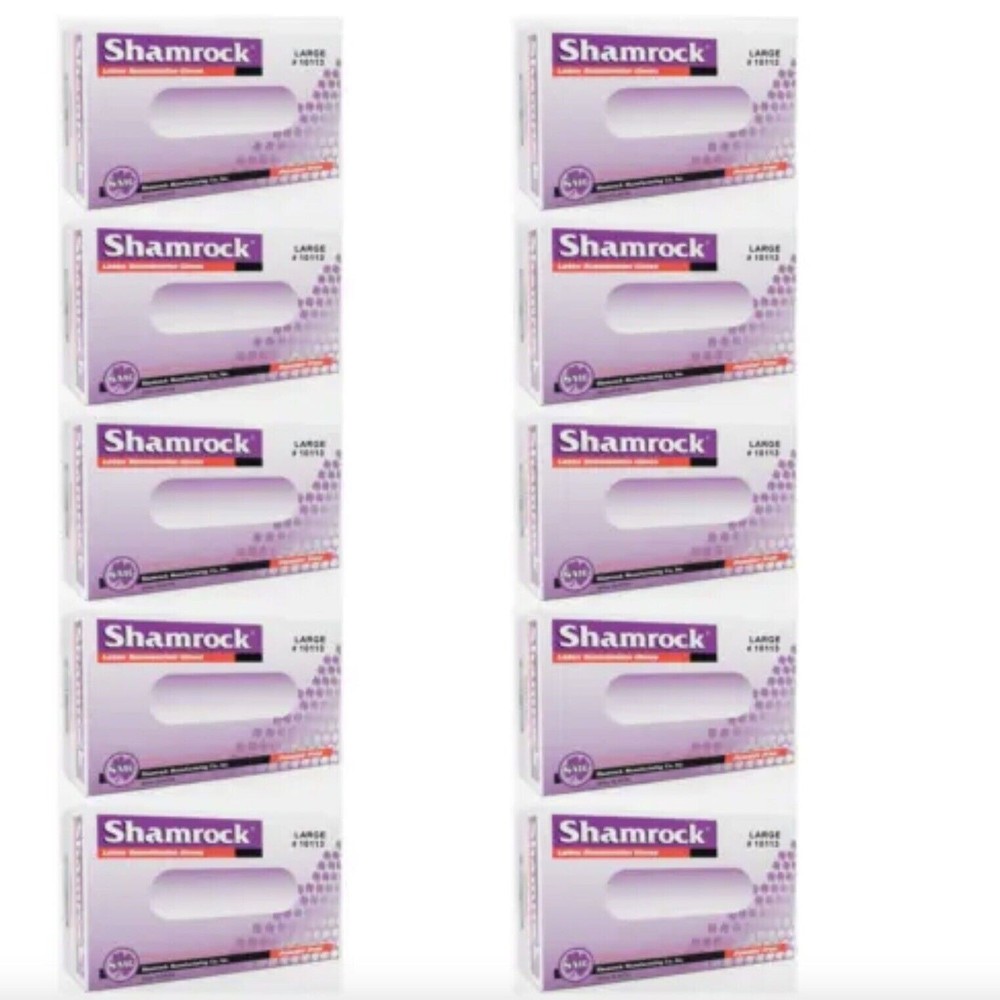 Shamrock Powder-Free LARGE Examination Latex Gloves for Medical Use Case 1000