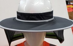 Black Hard Hat Sun Shade Visor Full Brim Mesh Neck REFLECTIVE STRIPE (NEW DESIGN