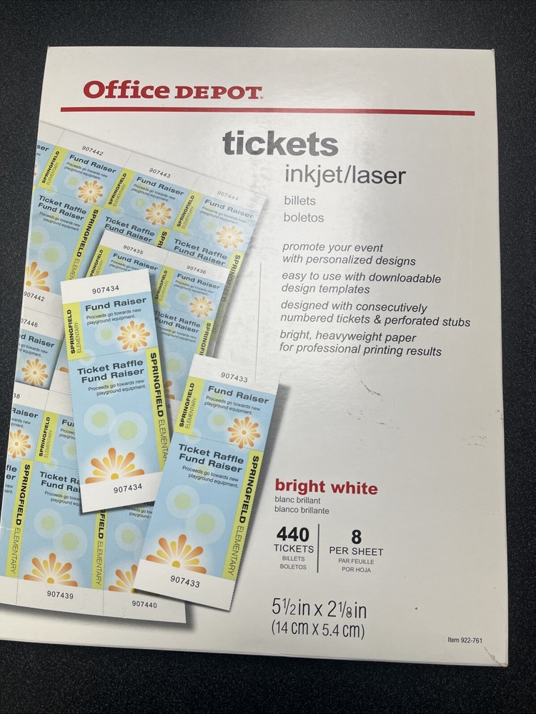 Office Depot Blank Tickets 440 Count 8 Per Sheet