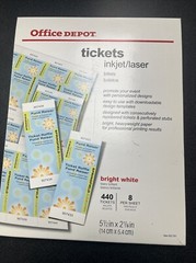 Office Depot Blank Tickets 440 Count 8 Per Sheet