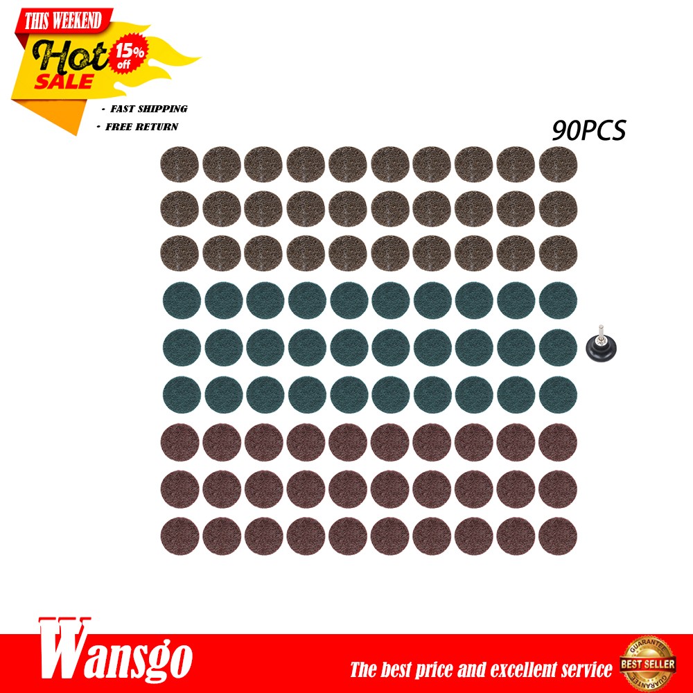 2 Inch Fine Medium and Coarse Torque Sanding Discs Set with 1/4″ Holder – 90 Pcs