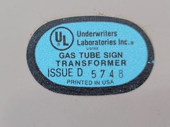 Transco 4B75N3-03 Neon Tube Light Transformer 7.5KV Pri: 120V Sec: 7500V 60Hz