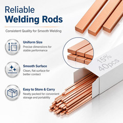 15% Silver Brazing Rods AWS Bcup-5 40 Sticks, Silver Solder Flat