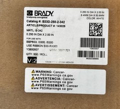 Brand New BRADY B33D-250-2-342 .250” X 2” 500 White Labels per Roll 96865