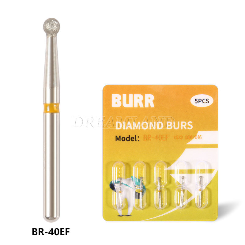 50PCS Dental Diamond Burs Drill BR series Ball Round FG 1.6mm