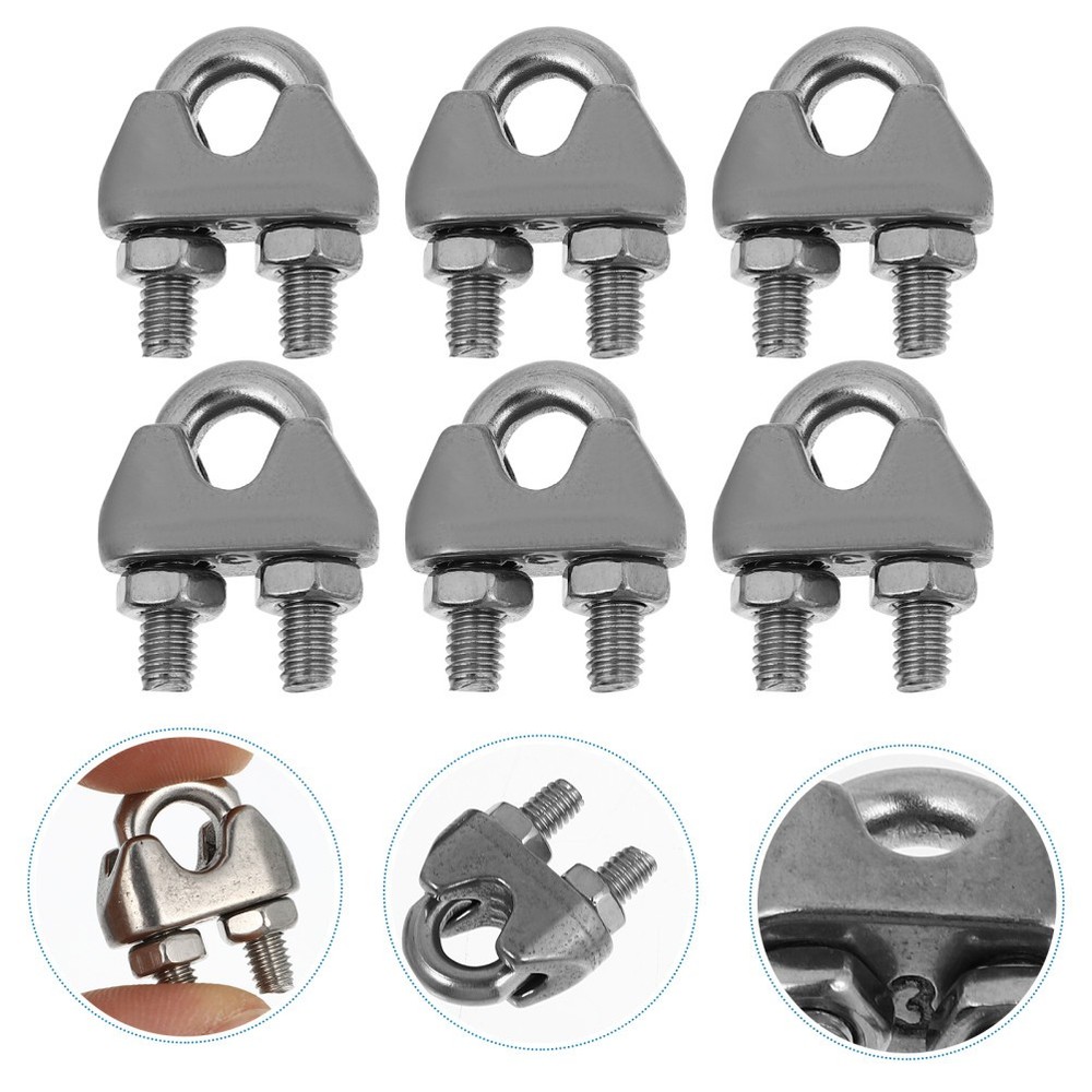 10 Pcs Stainless Steel Cable Clips Wire Rope Fastening Clamps Rigging