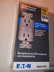 Eaton Tamper Resistant GFCI Receptacle 15A Grey. Or LEVITON 15A 125V
