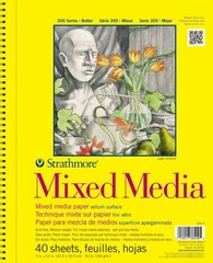 Strathmore 300 Series Mixed Media Paper Pad, Side Wire 9 x 12 inches, White