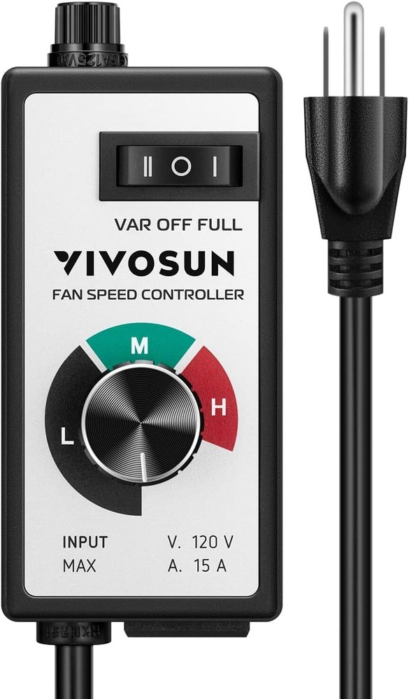 VIVOSUN 1500W Variable Speed Controller Electric Motor AC 120V for Inline Fan