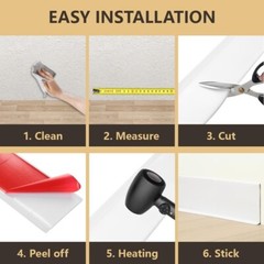 Lifronkit Self Adhesive Flexible Molding Trim – White (4″x 40ft) Brand New!!