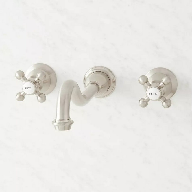 SIGNATURE HARDWARE BALLANTINE WALL-MOUNT ROOM FAUCET-BRUSHED NICKEL