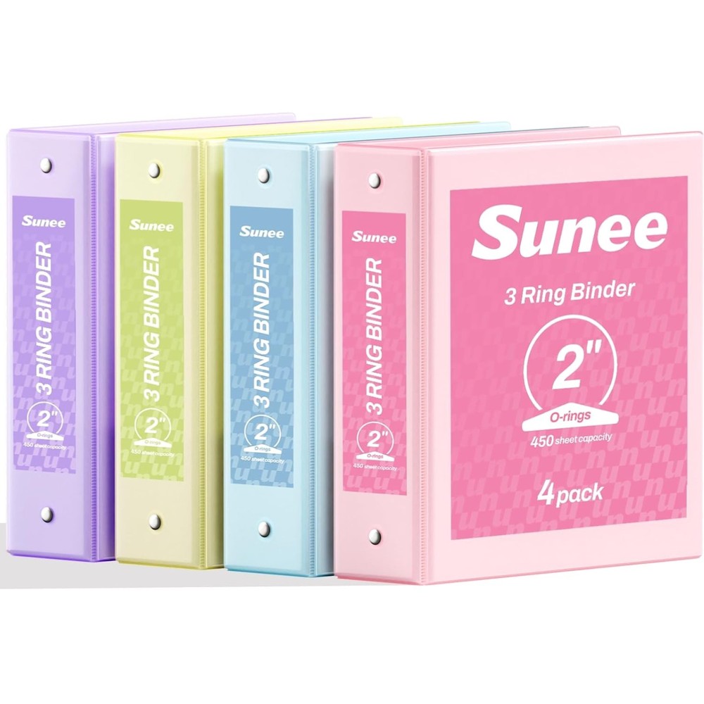 Moisture Resistant 4-Pack 2-Inch Binders with Clear Pockets and Safety Edges