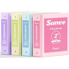 Moisture Resistant 4-Pack 2-Inch Binders with Clear Pockets and Safety Edges
