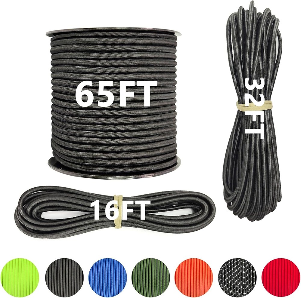 1/4″ x 32′ Marine Grade Bungee Cord Elastic Shock Cord, Kayak Stretch String …