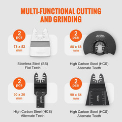 Universal Quick Release, 30-Pieces Multi Tool Blade Kit, 8 Types for Wood, Metal