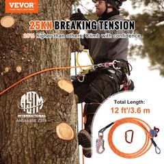 VEVOR Steel Core flipline 1/2″ x 12′ Arborist Flipline for Tree Climbing