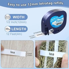 10PK Dymo LetraTag Refills White Plastic 91331 for LetraTag Label Maker LT-100H
